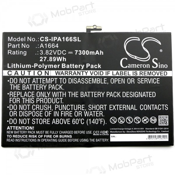 Apple iPad A1664 Pro 9.7 / iPad A1673 Pro 9.7 / iPad A1675 Pro 9.7 / iPad A1674 Pro 9.7 Batterie, akumuliatorius (7306mAh) Apple iPad A1664 Pro 9.7 / iPad A1673 Pro 9.7 / iPad A1675 Pro 9.7 / iPad A1674 Pro 9.7 Batterie, akumuliatorius (7306mAh)