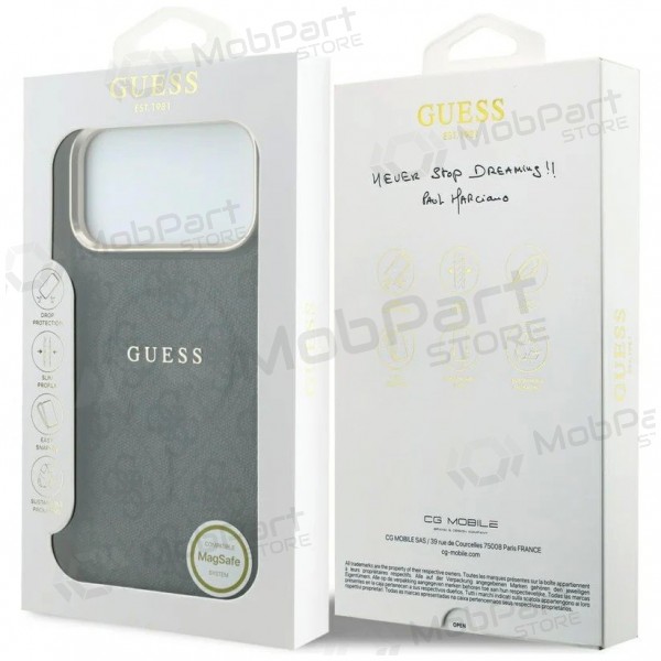 Apple iPhone 18 Pro Max hülle - Guess PU Leather 4G Gold Frame Embossed MagSafe (schwarz)