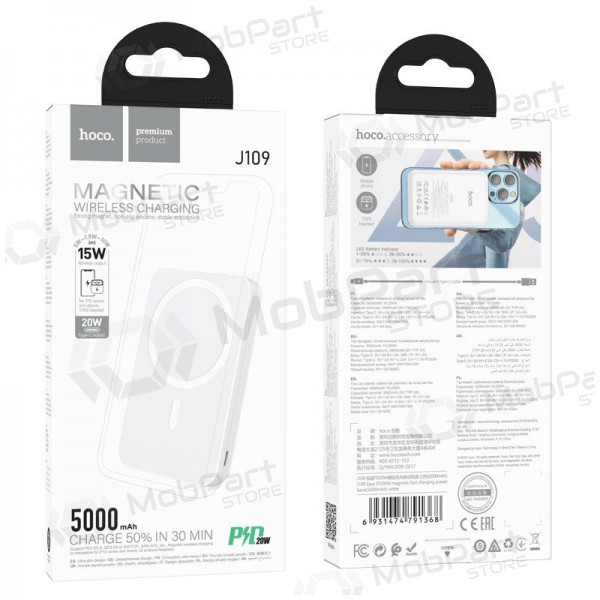 Externe Powerbank Hoco J109 PD20W Magnetic 5000mAh weiß