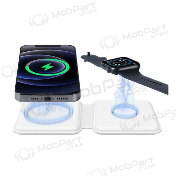 Ladegerät kabellos 2in1 Smart Phone, Watch (Weiß)