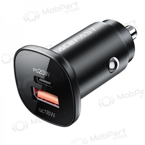 Ladegerät automobilinis Acefast B1 Mini 38W USB-C+USB-A Schwarz