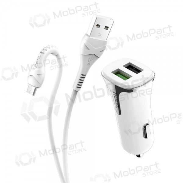 Ladegerät automobilinis Hoco Z31 Quick Charge 3.0 (3.4A) x 2 USB + microUSB (Weiß)