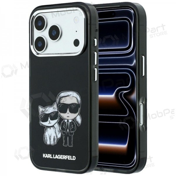 Apple iPhone 18 Pro Hülle - Karl Lagerfeld PU Semi Wrap Smooth Sketch Bodies MagSafe (Schwarz)