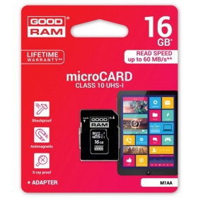 Speicherkarte GOODRAM MicroSD 16Gb (class 10) + SD adapter
