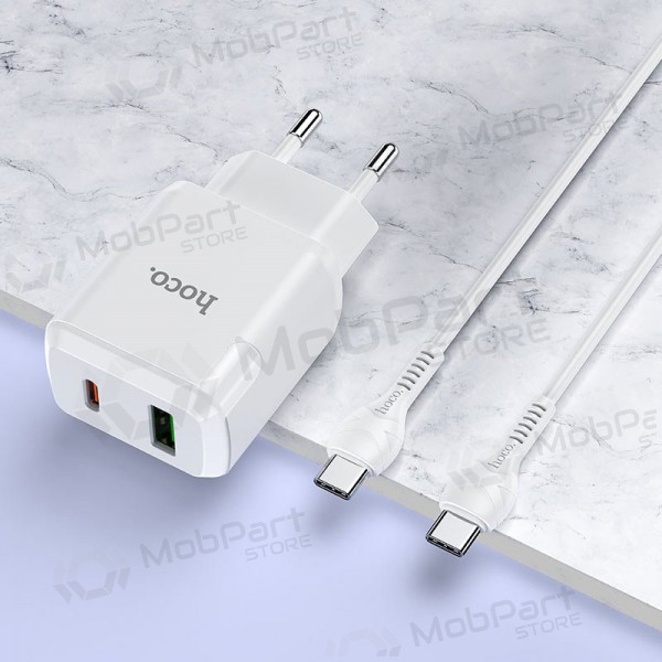 Ladegerät Hoco N5 USB Quick Charge 3.0 + PD 20W (3.1A) + Type-C-Type-C (Weiß)