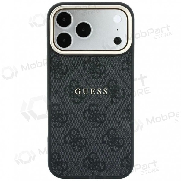 Apple iPhone 18 Pro Max hülle - Guess PU Leather 4G Gold Frame Embossed MagSafe (schwarz)