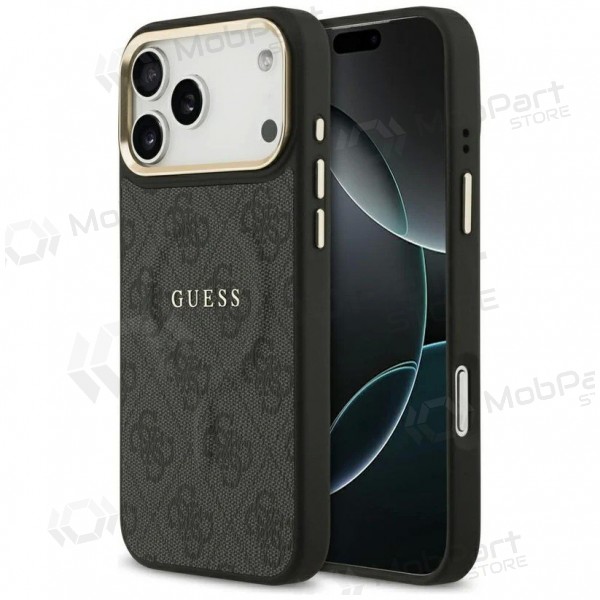 Apple iPhone 17 Pro hülle - Guess PU Leather 4G Gold Frame MagSafe (schwarz)