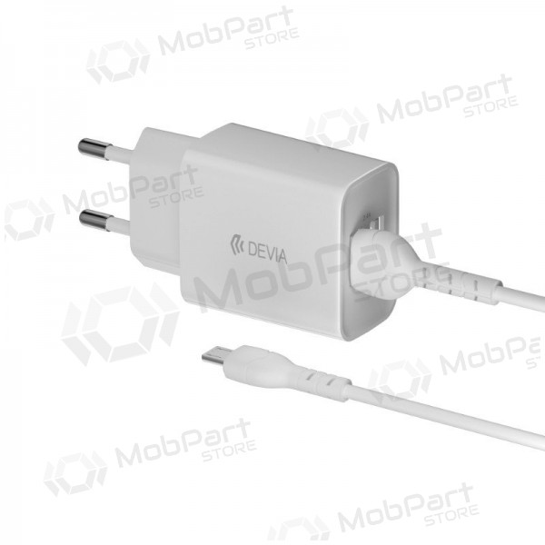 Ladegerät Devia Smart x 2 USB (2.4A) + MicroUSB, (Weiß)
