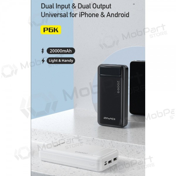 externe Batterie Power Bank Awei P6K 5V/2.1A 20000mAh Schwarz