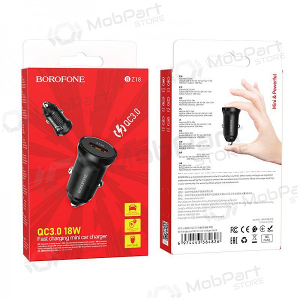 Ladegerät automobilinis Borofone BZ18 Quick Charge 3.0 18W (Schwarz)