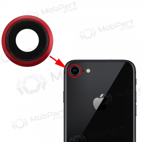 Apple iPhone 8 / SE 2020 / SE 2022 Kameraglas (Rot) (mit Rahmen)