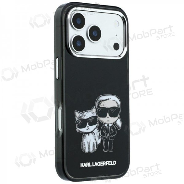 Apple iPhone 18 Pro Hülle - Karl Lagerfeld PU Semi Wrap Smooth Sketch Bodies MagSafe (Schwarz)