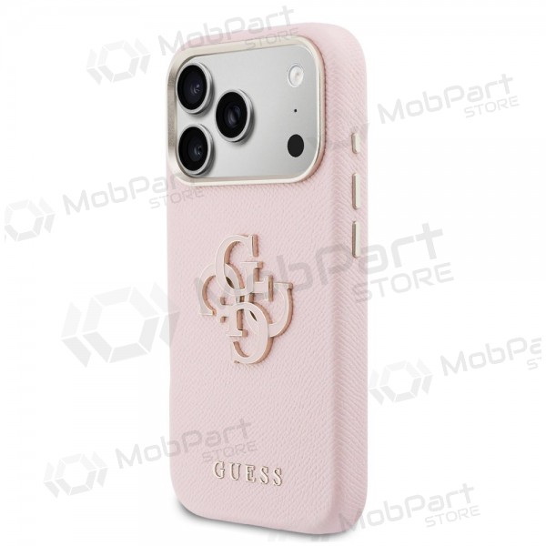 Apple iPhone 17 Pro Max hülle - Guess PU Grained 4G Resin Metal Logo (rosa)