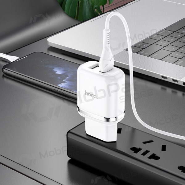 Ladegerät Hoco N4 X 2 USB  jungtimis + Lightning (2.4A) (Weiß)
