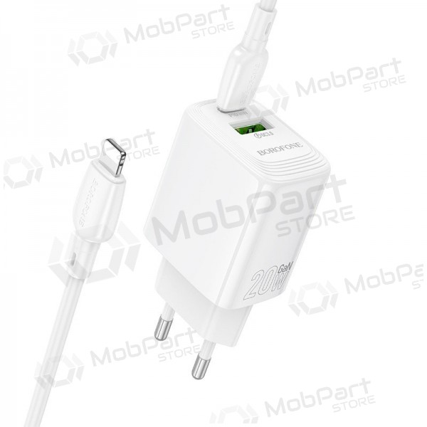 Telefonladegerät Borofone BN27 20 W USB-C + USB-A mit Lightning-Kabel 1 m weiß