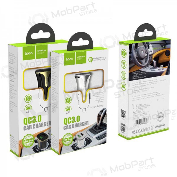 Ladegerät automobilinis Hoco Z31 Quick Charge 3.0 (3.4A) x 2 USB (Weiß)