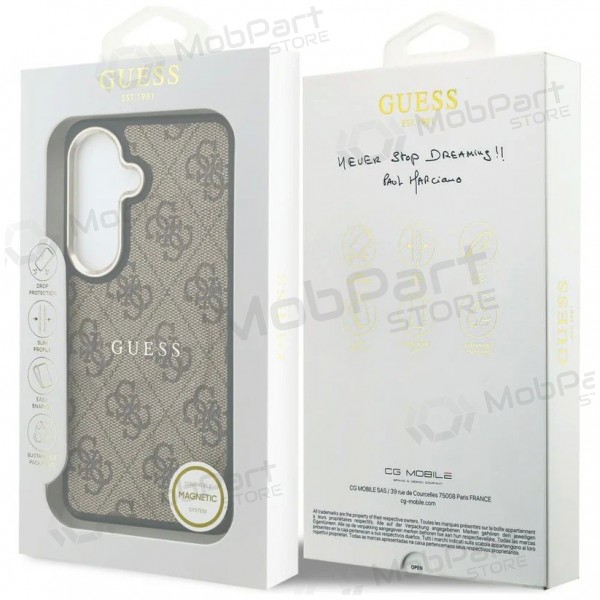 Samsung Galaxy S26 hülle - Guess PU Leather 4G Gold Frame Magnetic (braun)