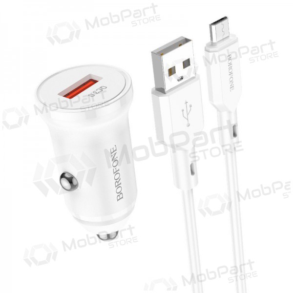 Ladegerät automobilinis Borofone BZ18 Quick Charge 3.0 18W + MicroUSB (Weiß)
