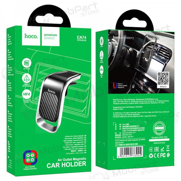 Automobilinis Universal telefono laikiklis Hoco CA74 tvirtinamas į ventiliacijos groteles, magnetinis, Schwarz-Grau Automobilinis Universal telefono laikiklis Hoco CA74 tvirtinamas į ventiliacijos groteles, magnetinis, Schwarz-Grau