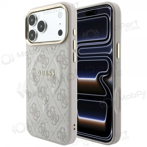 Apple iPhone 18 Pro Max hülle - Guess PU Leather 4G Gold Frame Embossed MagSafe (rosa)