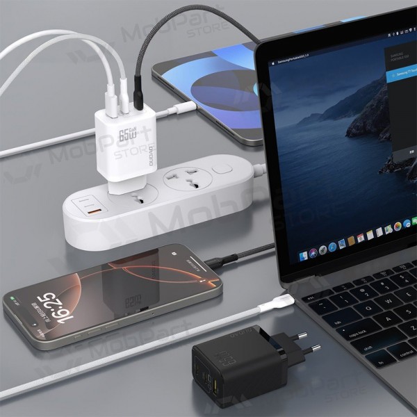 Telefonladegerät Dudao A28PC 45 W GaN 2x USB-C mit USB-C Kabel 1 m schwarz