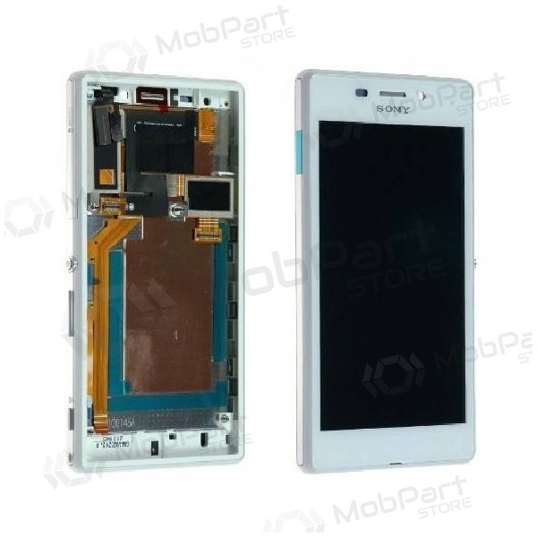 Sony Xperia M2 D2303 / M2 D2305 / M2 Aqua D2403 Display (Weiß) (mit Rahmen) (service pack) (original)