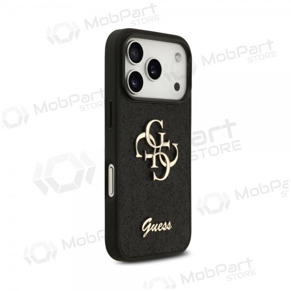 Apple iPhone 18 Pro Max Hülle - Guess PU Fixed Glitter 4G Metal Logo (Schwarz)