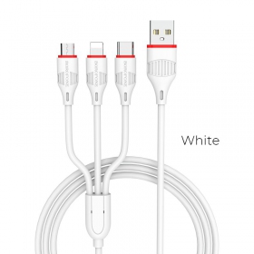 USB Kabel Borofone BX17 3in1 microUSB-Lightning-Type-C (Weiß)