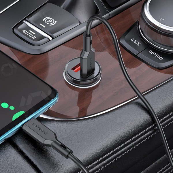 Ladegerät automobilinis Borofone BZ18A USB-A/Type-C PD20W+QC3.0 + Type-C (Schwarz)