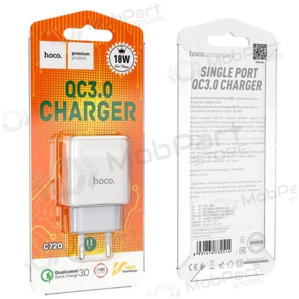 Ladegerät HOCO C72Q Glorious USB (QC3.0) (Weiß)