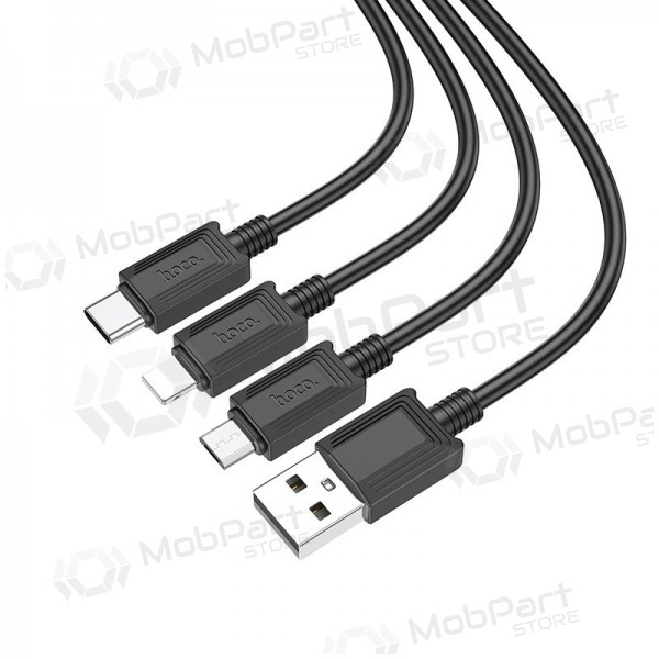 USB Kabel Hoco X74 3in1 microUSB-Lightning-Type-C 1.0m (Schwarz)