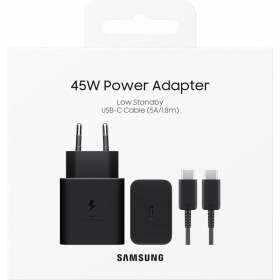 Ladegerät Samsung EP-T4511XBEGEU 45W + USB-C to USB-C Kabel Schwarz
