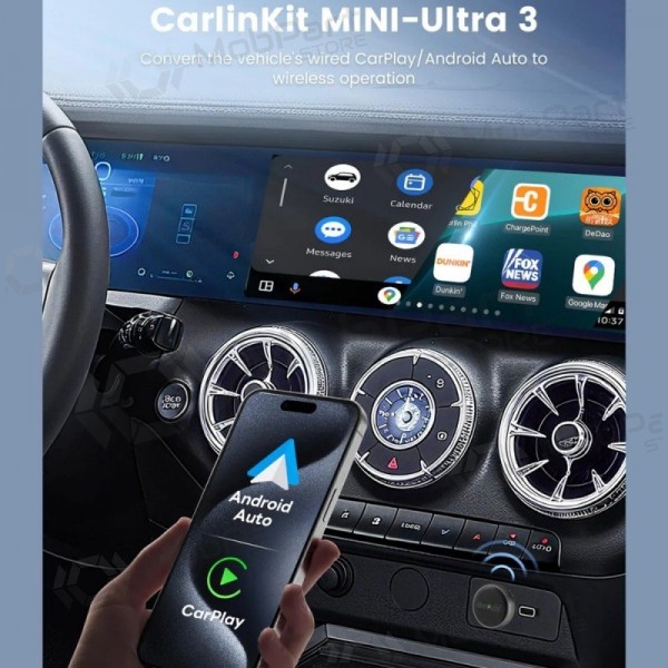 CarPlay adapteris Carlinkit Mini Ultra3 belaidis Android Auto juodas