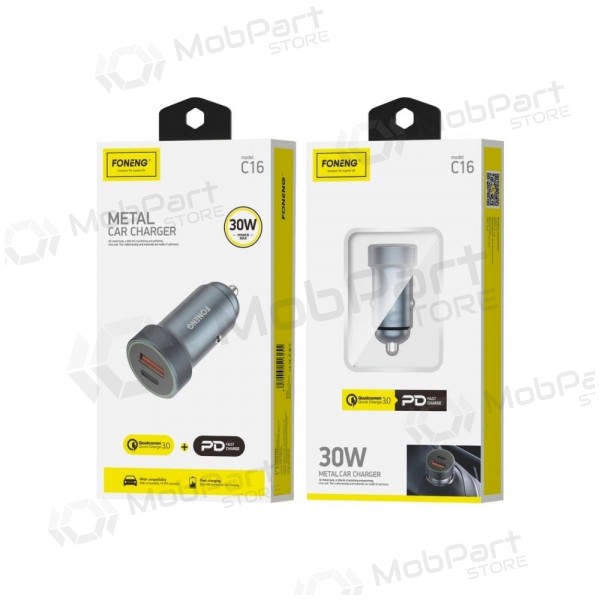 Autoladegerät Foneng C16 30 W USB-C + USB-A grau