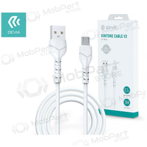 USB-Kabel Devia Kintone microUSB 1.0m (weiß) 5V 2.1A