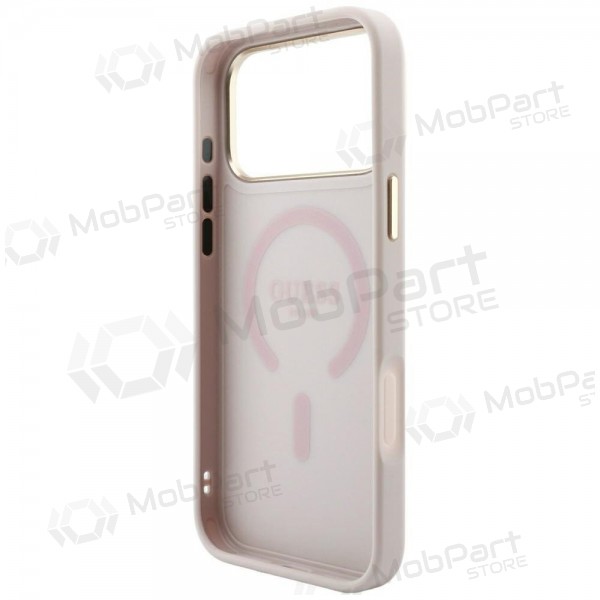 Apple iPhone 18 Pro Max hülle - Guess PU Leather 4G Gold Frame Embossed MagSafe (rosa)