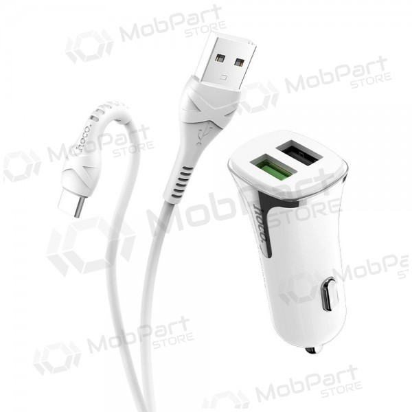 Ladegerät automobilinis Hoco Z31 Quick Charge 3.0 (3.4A) x 2 USB + Type-C (Weiß)
