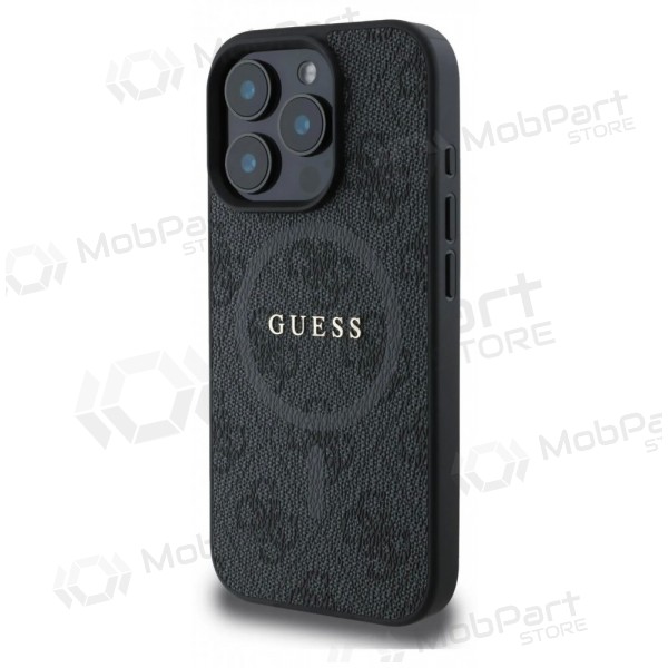 Apple iPhone 16 Pro Max hülle - Guess PU Leather 4G Colored Ring MagSafe (schwarz)