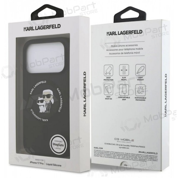 Apple iPhone 17 Pro Hülle - Karl Lagerfeld Liquid Silicone Karl and Choupette MagSafe (schwarz)