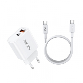 Telefonladegerät Remax RP-U120 20 W USB-C + USB-A mit USB-C Kabel 1 m weiß