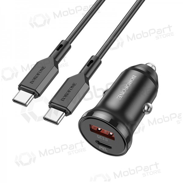Ladegerät automobilinis Borofone BZ18A USB-A/Type-C PD20W+QC3.0 + Type-C (Schwarz)
