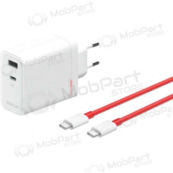 Handy-Ladegerät OnePlus SuperVOOC 120 W USB-C + USB-A GaN PD QC PPS weiß