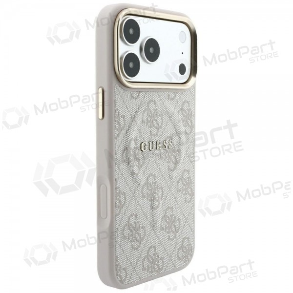 Apple iPhone 18 Pro hülle - Guess PU Leather 4G Gold Frame Embossed MagSafe (rosa)