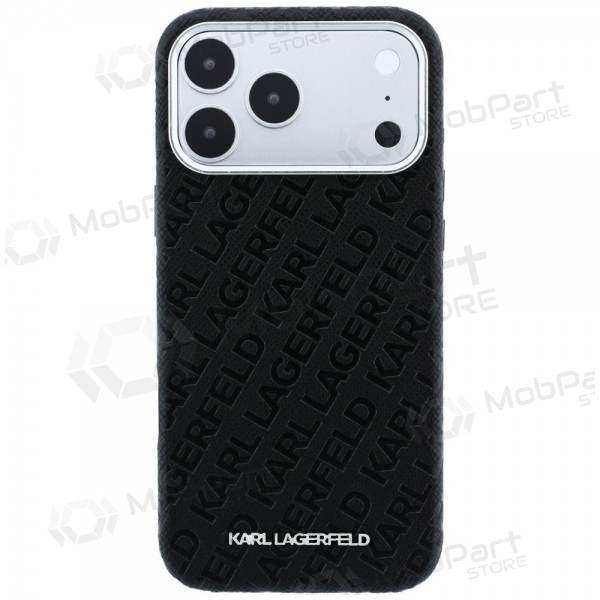 Apple iPhone 18 Pro Hülle - Karl Lagerfeld PU Grained Allover Semi Wrap MagSafe (Schwarz)