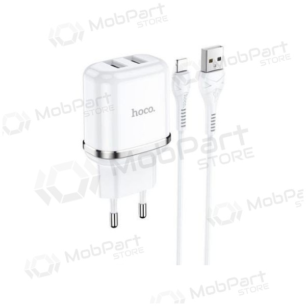 Ladegerät HOCO N4 Aspiring Dual USB + type-C Kabel (5V 2.4A) (Weiß)