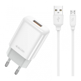 Ladegerät buitinis Jellico EU01 2.4A USB + MicroUSB Weiß
