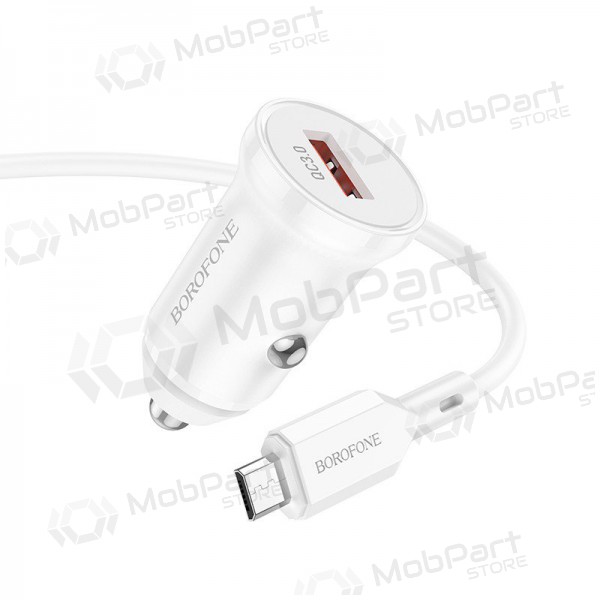 Ladegerät automobilinis Borofone BZ18 Quick Charge 3.0 18W + MicroUSB (Weiß)