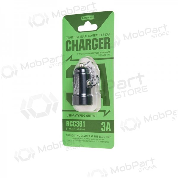 Auto-Ladegerät Remax RCC361 15W USB-C/USB-A Schwarz