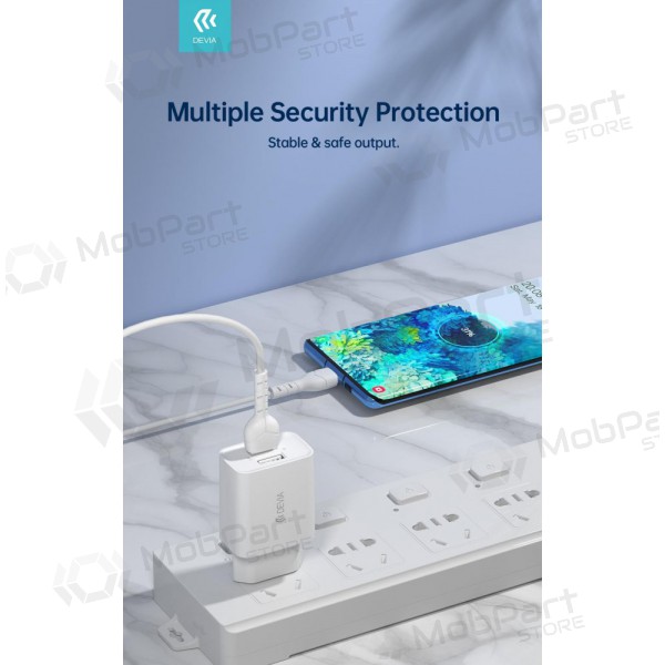 Ladegerät Devia Smart x 2 USB (2.4A) + MicroUSB, (Weiß)