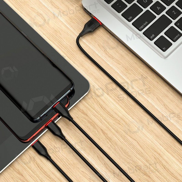 USB Kabel Borofone BX17 3in1 microUSB-Lightning-Type-C 1.0m (Schwarz)